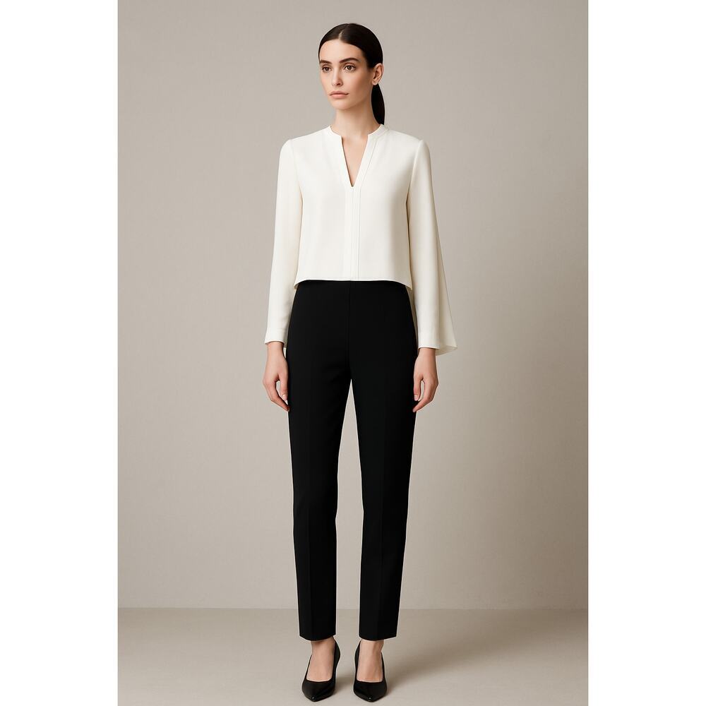 Yoko Chan Ivory Black Long Sleeve Cape Back Jumpsuit 36 (US 4) Made in Japan